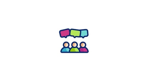 Animated Team Communication Icon with Speech Bubbles