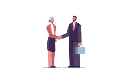 Business People Handshake Loop Flat Design Animation