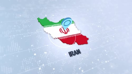 Modern 3D Iran Map Flag Location Pin Animation