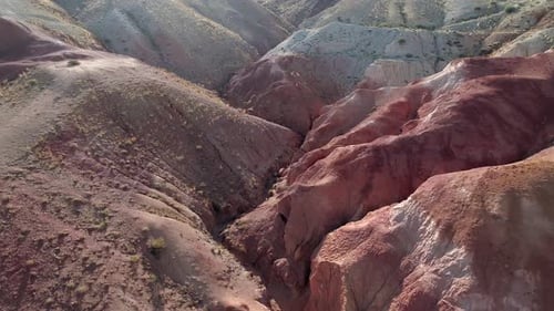 Aerial View of a Beautiful Rainbow Mountains in Altai Region Russia Geological Formation Called Mars