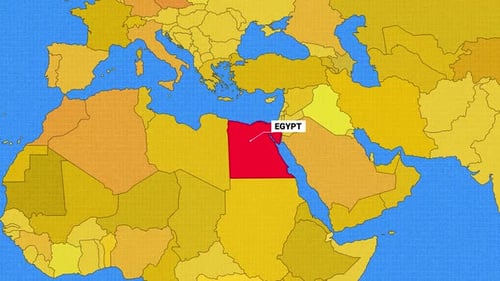Animated World Map Highlight Egypt and Content Reveal