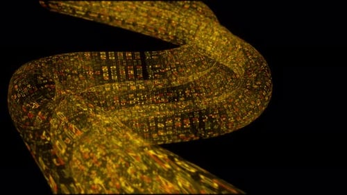 Abstract Orange Digital Data Stream on Black Background
