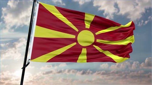 Realistic North Macedonia Flag Waving Loop Background