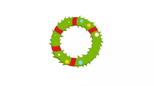 Animated Flat Design Christmas Wreath Build