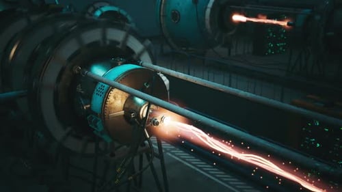 Futuristic Science Laboratory Reactor Emitting Glowing Plasma Energy