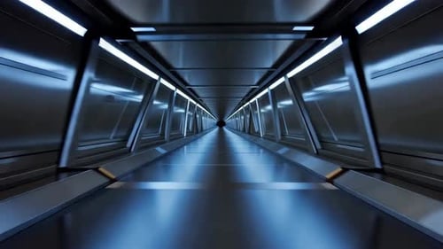 Futuristic SciFi Metallic Corridor Tunnel