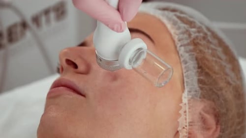 Woman Receiving Facial Treatment in Medical Office