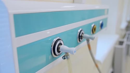 Hospital Room Wall Console with Oxygen Ports