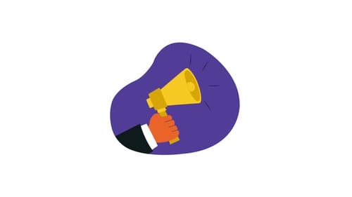 Flat Design Hand Holding Megaphone Announcement Animation