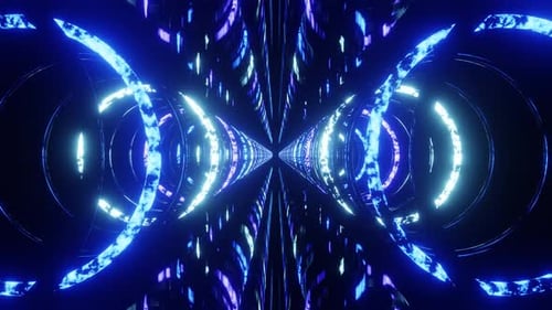 Lights Aqua Blue Double Rings Tunnel Vj Loop Animation Background