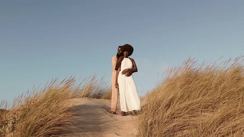 Desert Love Romantic Embrace in Oasis