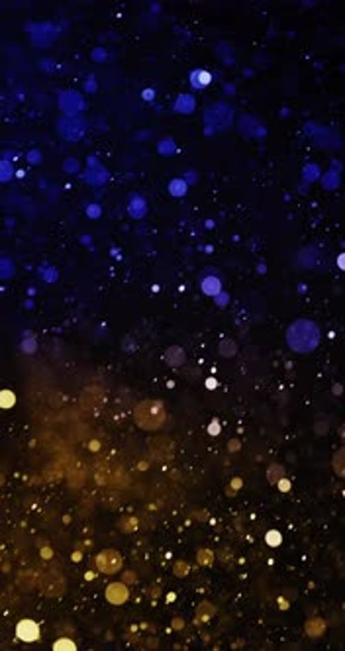 Blue and Gold Shimmering Bokeh Lights Background
