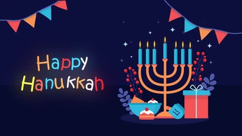 Happy Hanukkah Celebration Greeting Card Animation