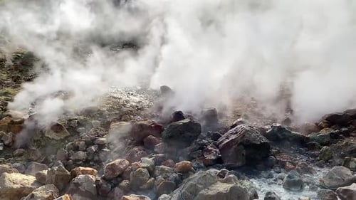 Geyser on the Slope of Volcano
