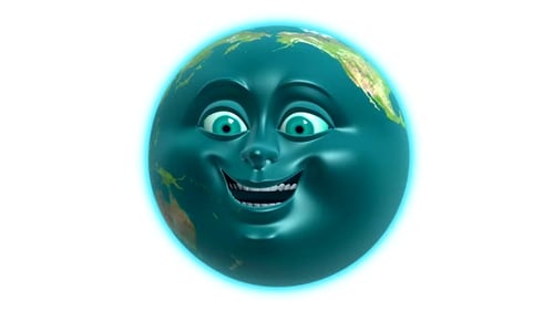 Rotating Earth globe with blue oceans and green continents