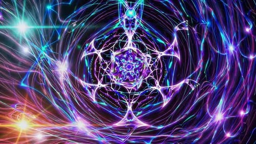 Abstract Glowing Geometric Light Trails Loop