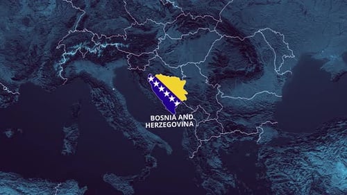 Animated World Map Highlight with Country Flag Reveal