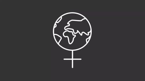 Minimalist Female Symbol with Spinning Globe Animation