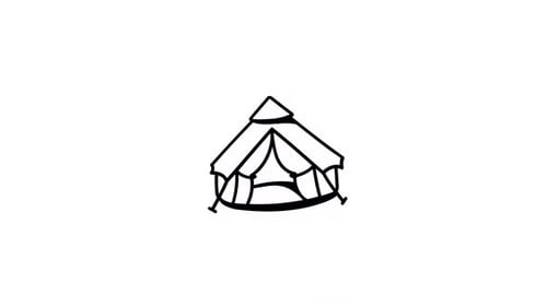 Hand Drawn Camping Tent Line Art Reveal Animation