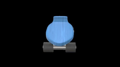 3D Animated Blue Skateboard Rotation