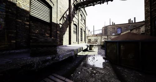 Gritty Industrial Alleyway Cinematic Environment Walkthrough