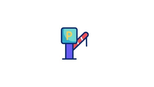 Animated Flat Design Parking Barrier Icon Opening and Closing