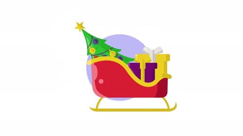 santa sleigh icon animation illustration motion graphic video