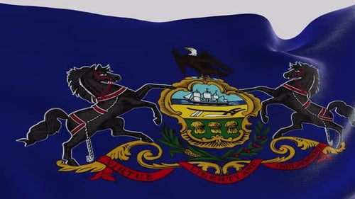 Realistic Pennsylvania State Flag Waving Animation