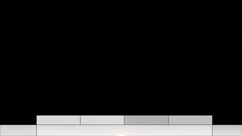 Collection d'aspects : animation rectangulaire du tiers inférieur de couleur blanche s'effondrant et s'inclinant vers la plate-forme