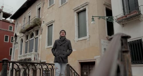 Man Exploring Venice's Iconic Streets