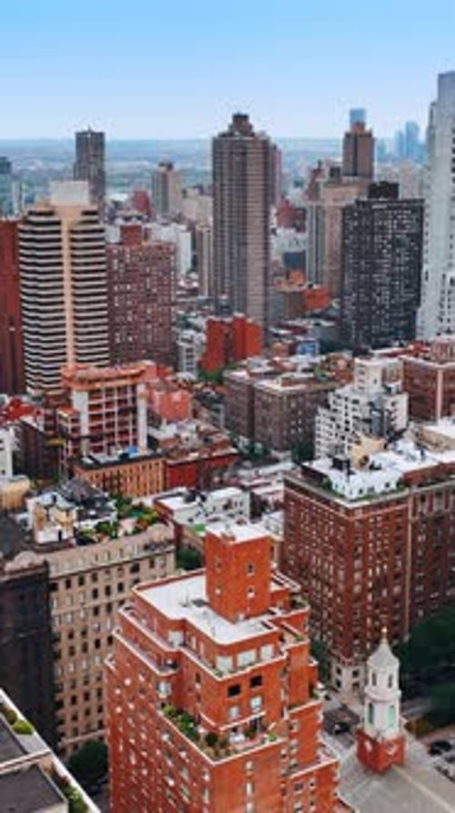 Daytime footage of urban scenery from drone. Flight above the gorgeous architecture of New York.
