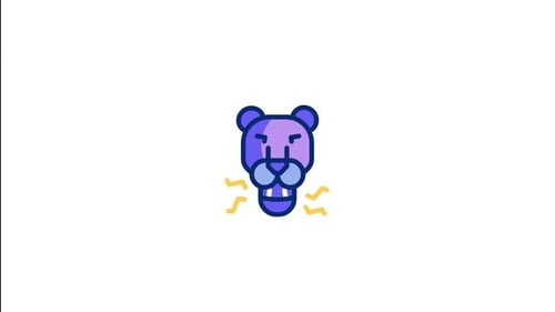 Animated Flat Design Lion Head Icon