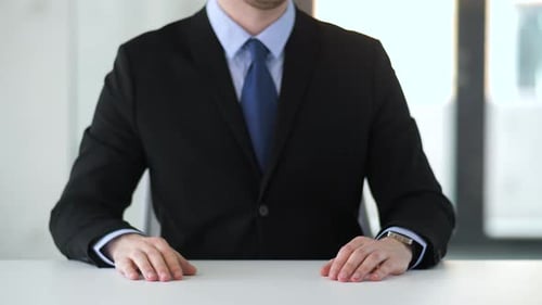 Business, Augmented Reality and Future Technology Concept - Businessman Working with Something