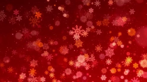 Red Christmas Snowflakes Falling Background