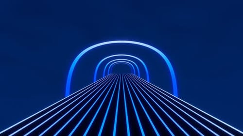 Animationshintergrund für Straßentunnel, Retro-Blau, Neonbogen
