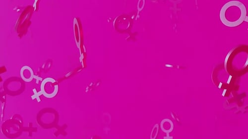 Floating Pink Female Gender Symbols Abstract Background