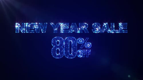 Sparkling New Year Sale 80 Percent Off Text Animation