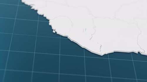 Destaque con azul el mapa 3D de Liberia con puntero rodeado de otros países en blanco
