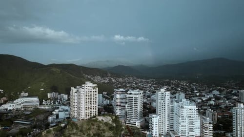 Beachfront Sunset Aerial 4k - Santa Marta - Colombia