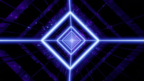 Rotated Blue Neon Tunnel With Purple Stars Vj Loop Background Animation