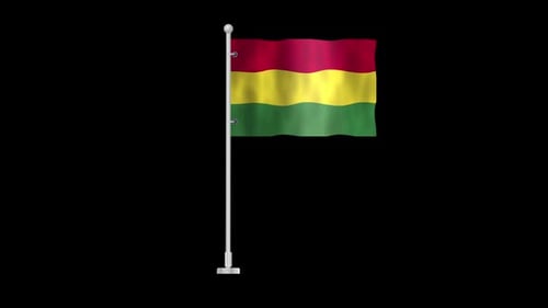 Bolivia National Flag Waving Seamless Loop Animation on Pole