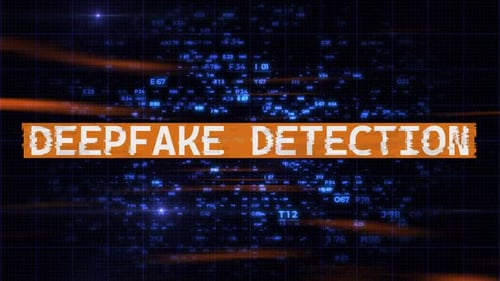 Deepfake Detection Glitch Text Reveal in Futuristic Digital Background