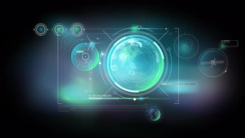 Futuristic Earth Globe with Digital HUD Interface