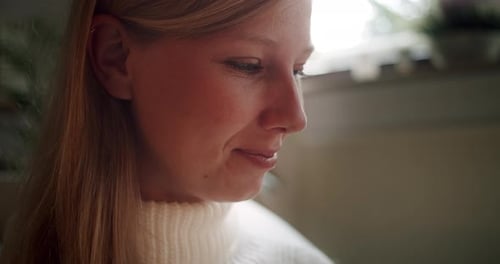 Young Adult with Light Hair in Close Up