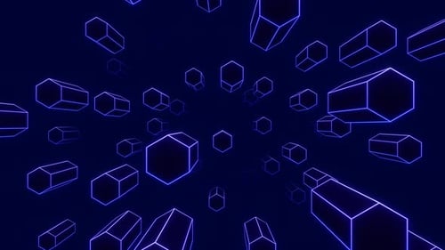 Blauer Neon-Hexagon-Partikel-Loop-Animationshintergrund