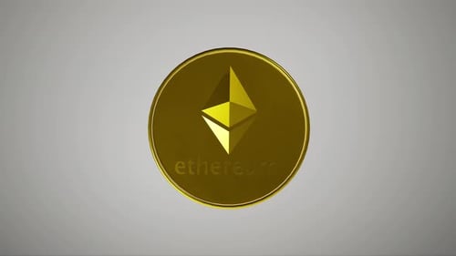 Golden Ethereum Cryptocurrency Coin 3D Rotation Animation