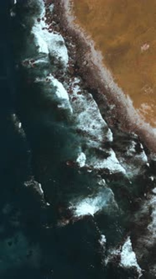 Autumn Sunny Day on the Shore with Smooth Sea Waves Clip Aerial View of Hills Covered By Withered