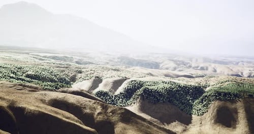 Vista da paisagem de colinas e florestas em um ambiente tranquilo