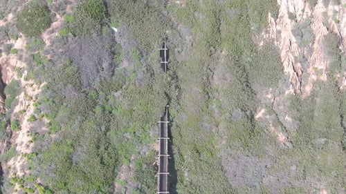 Historic water way leading to the mountains (aerial).