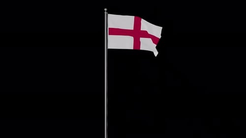 Waving England Flag on Pole Looping Animation